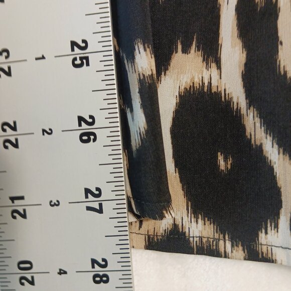 Calvin Klein XL Leopard Long Sleeve Top W/ Ruffled Sleeve Hem, 1/4 Button Front - Picture 14 of 16